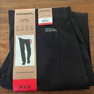 Eddie Bauer New With Tags Black Rainer Tech Pants 34x32